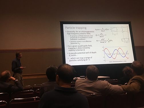 Dr. Nathaniel Hicks presenting his research at an Annual Meeting of the American Physical Society's Division of Plasma Physics.